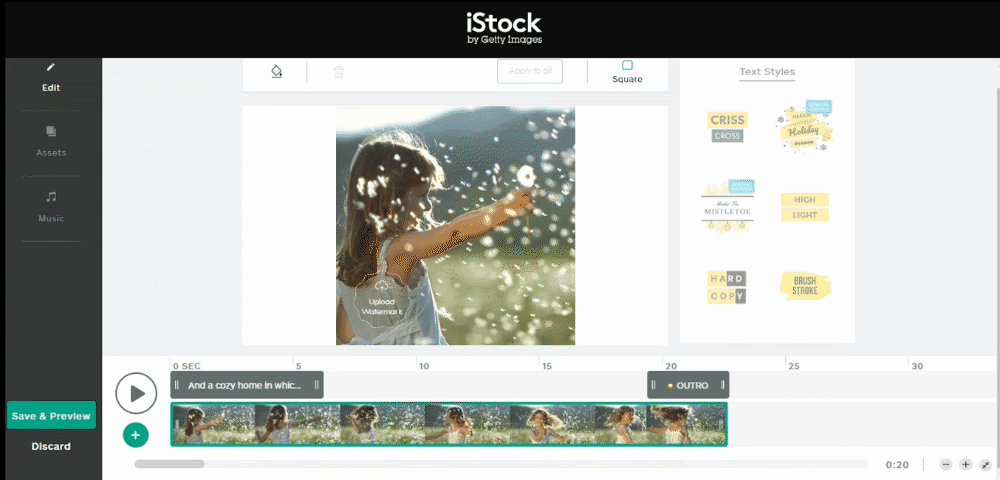 Making a video with iStock Video Editor - aligning music to video